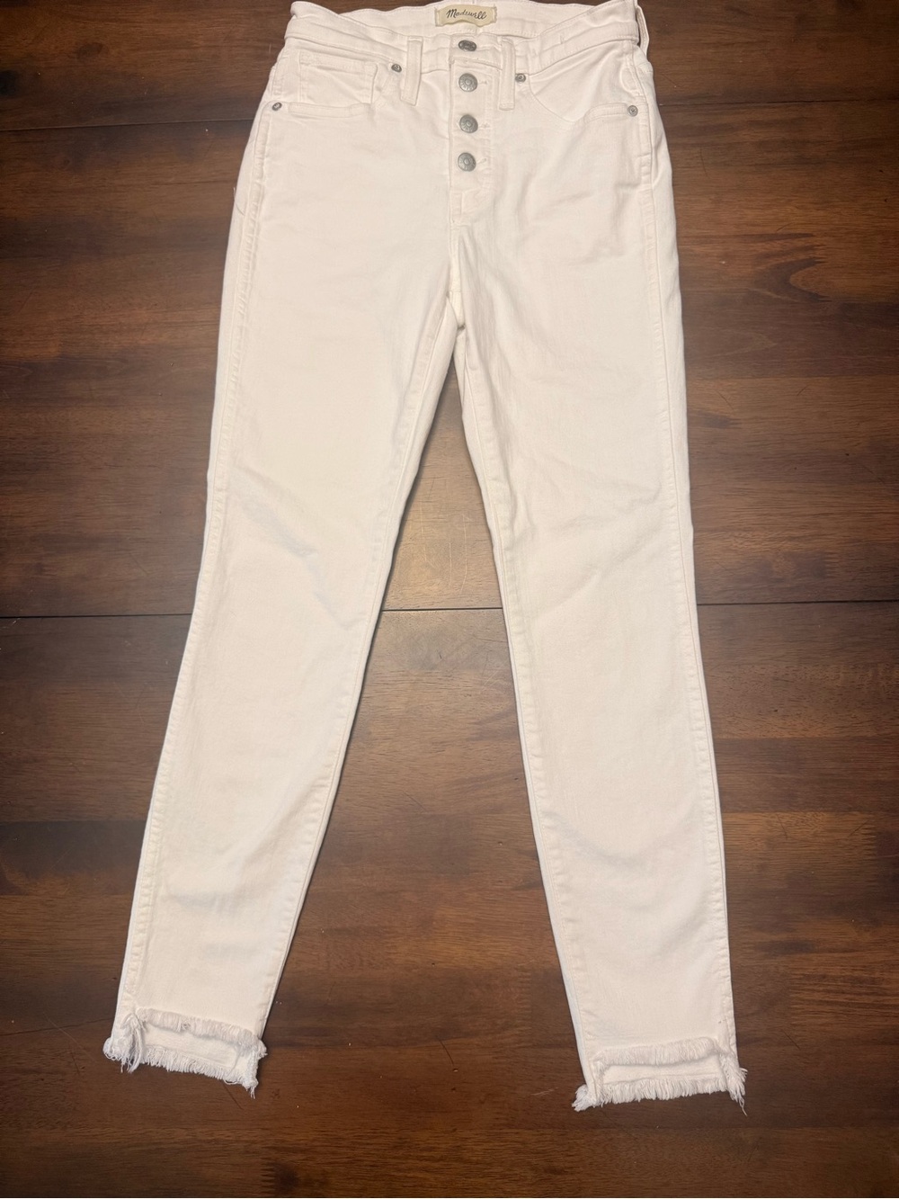 Madewell Off-White High-Rise Button-Fly Cropped Jeans
